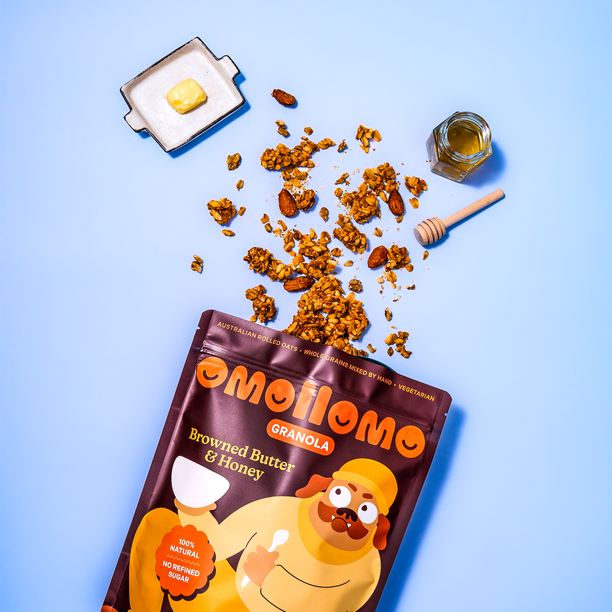Browned butter and honey - Omollomo granola ingredients