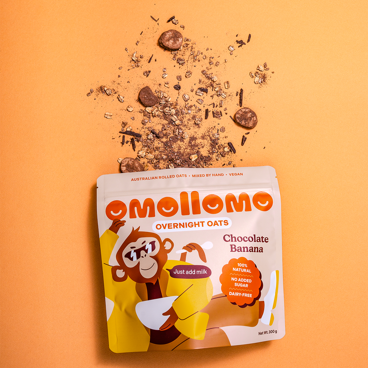 Chocolate and banana - Omollomo overnight oats ingredients