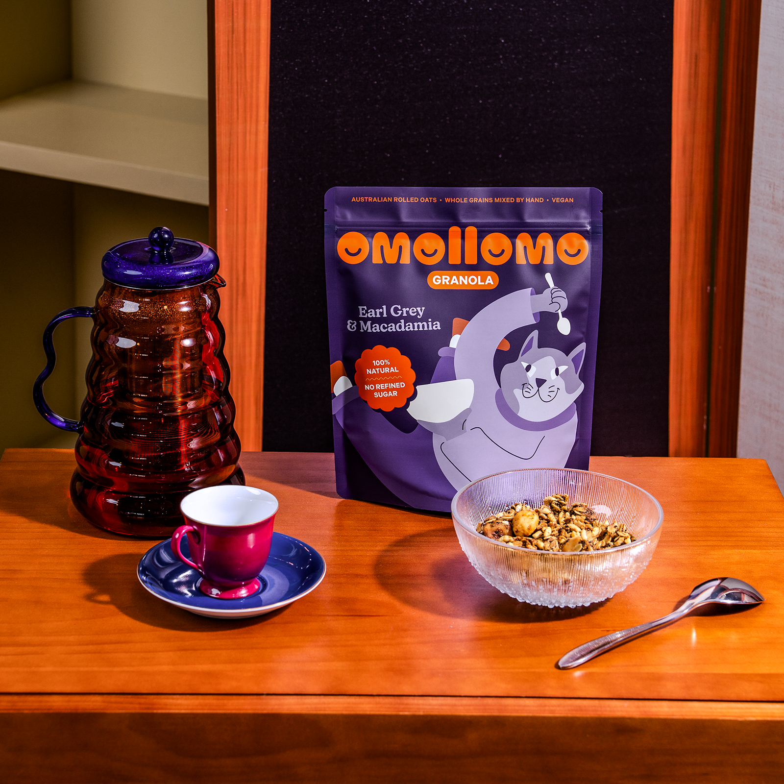 Omollomo Earl Grey and Macadamia Granola served in a bowl