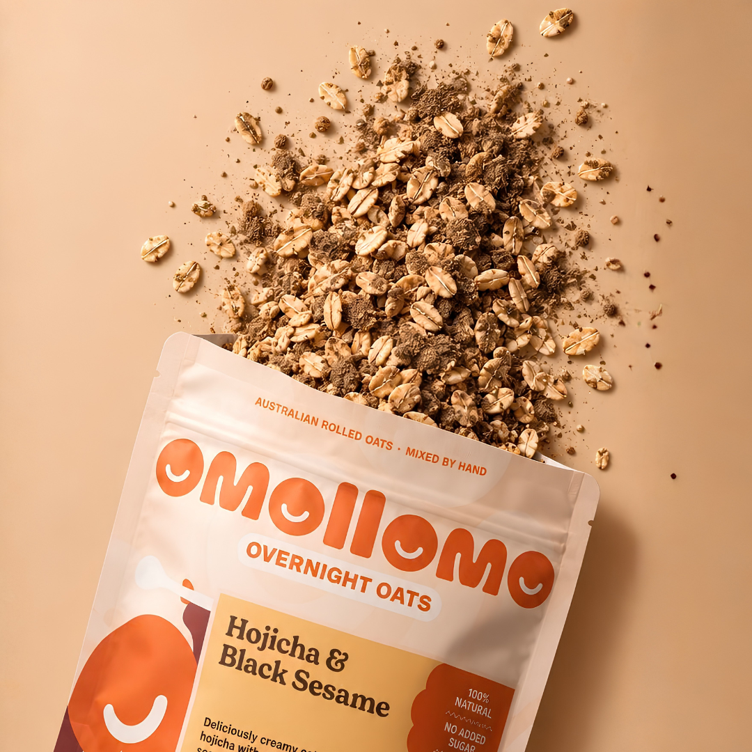Hojicha & Black Sesame - Omollomo overnight oats ingredients